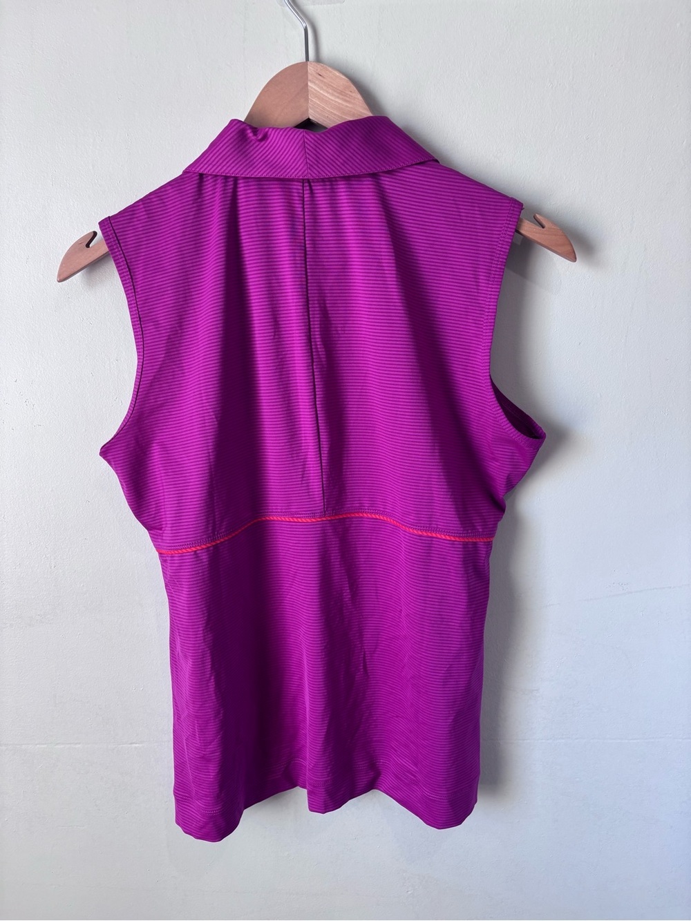 Nike Golf Dri-FIT Sleeveless Striped Polo Shirt | Magenta Purple | Size Medium - Picture 2 of 5